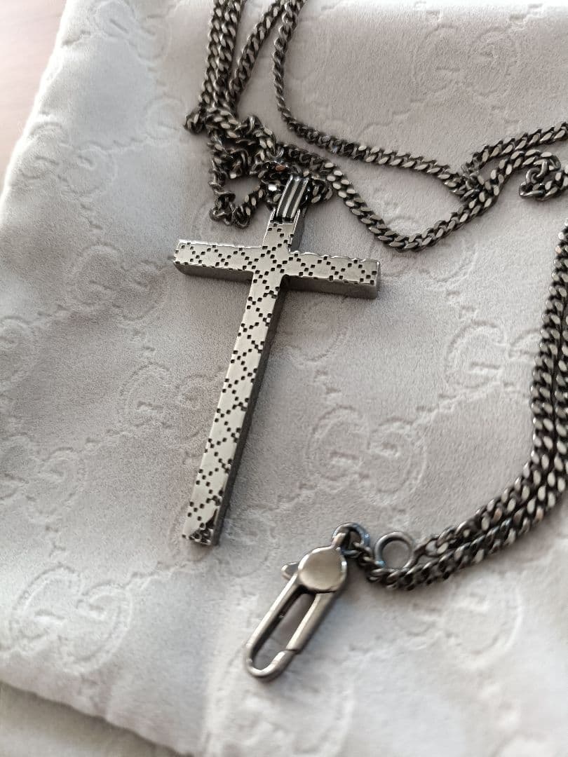 【LBJ】GUCCI ディアマンテ クロスネックレス　SV925