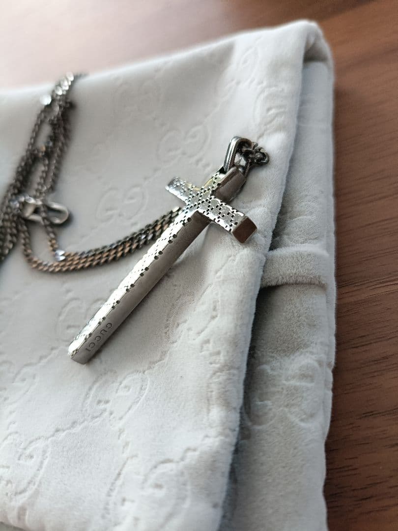 【LBJ】GUCCI ディアマンテ クロスネックレス　SV925