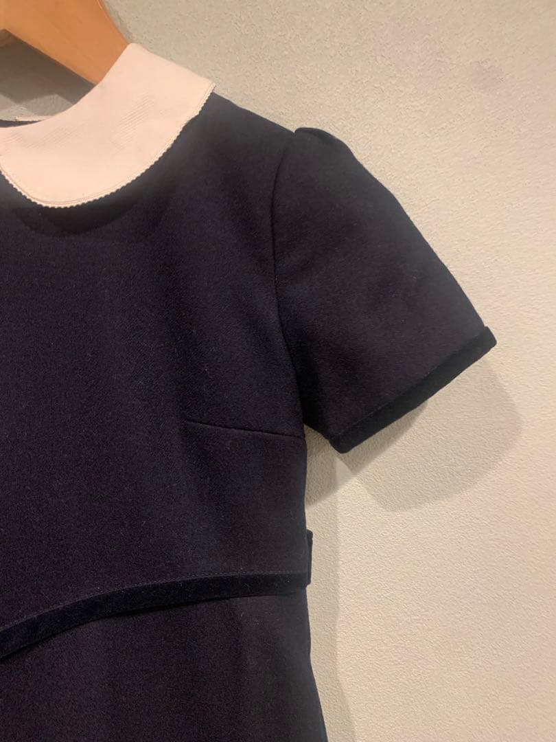 【アトリエ野中】オーダーワンピース ネイビーホワイト襟　115cmサイズ　お受験