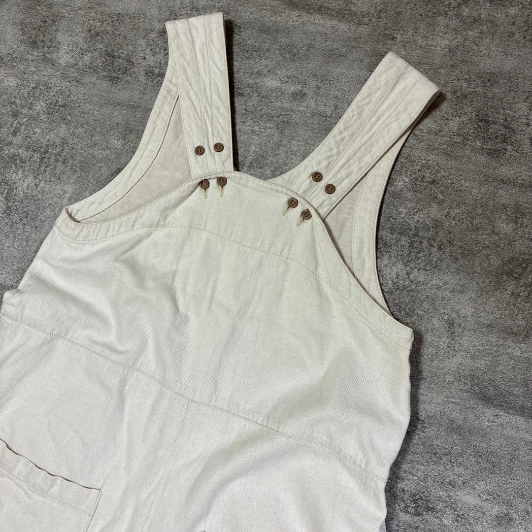 tumugu：コットンリネン　デニムオールインワン　サロペット 生成り