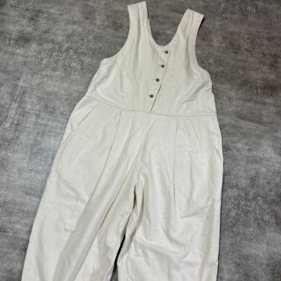 tumugu：コットンリネン　デニムオールインワン　サロペット 生成り