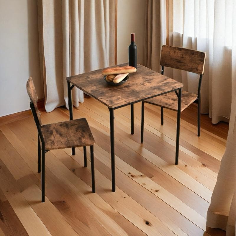 ダイニングセット 二人用 3点セット チェア 2脚組立て簡単 壁掛け BROWN