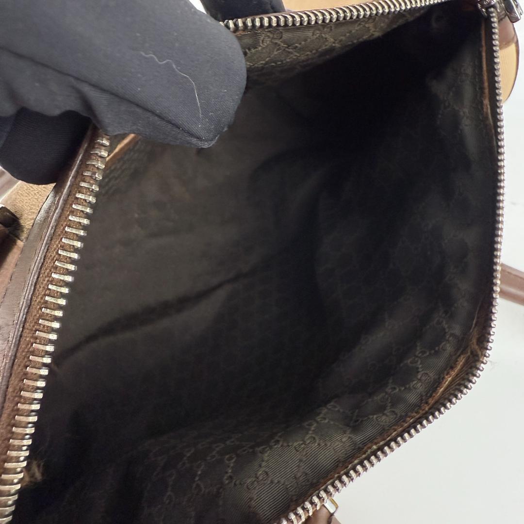 美品 GUCCI ミニボストン キャンバス レザー シェリーライン ロゴ金具