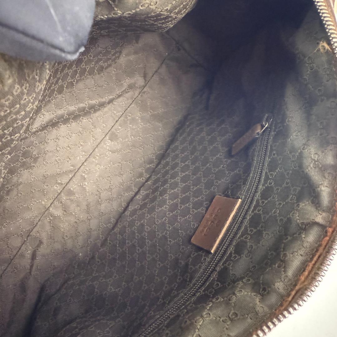 美品 GUCCI ミニボストン キャンバス レザー シェリーライン ロゴ金具