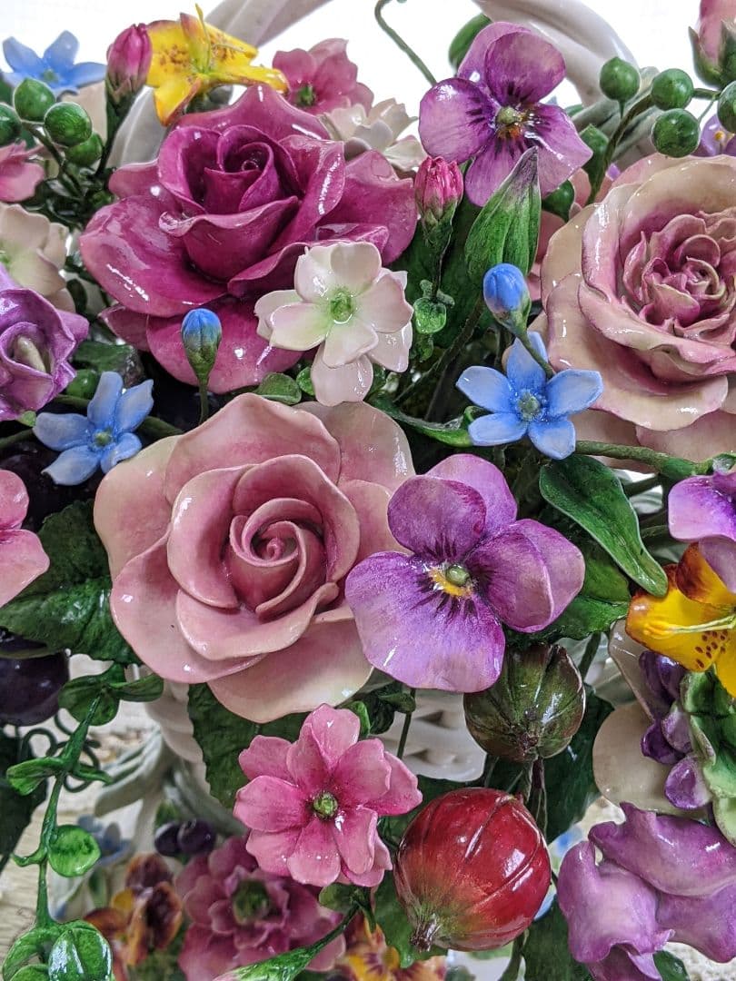 ひろりん様3点おまとめ♡クレイフラワー♡バスケット型フラワーアレンジメント