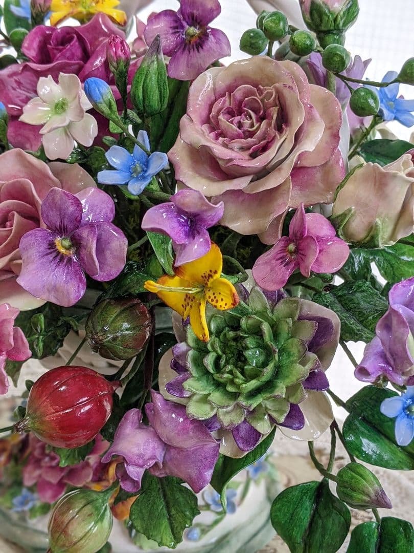 ひろりん様3点おまとめ♡クレイフラワー♡バスケット型フラワーアレンジメント