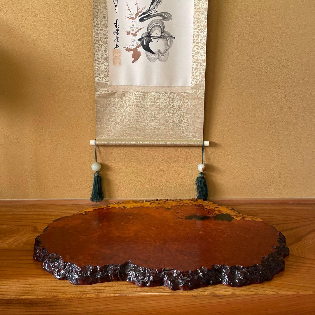 天然時代木 花梨 瘤 玉杢 花台 香台 盆栽台 輪切り 一枚板 無垢材 銘木