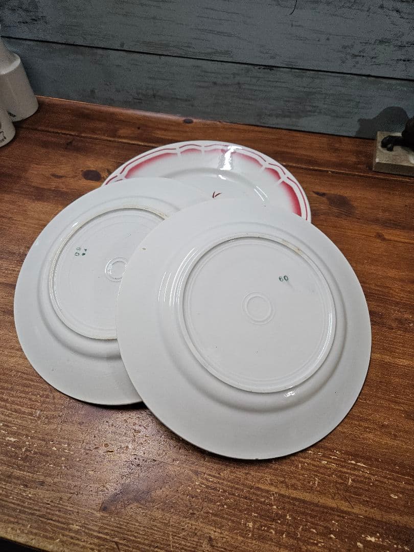 フランスアンティーク ステンシルプレート 6枚セット 平皿 花柄 バラ