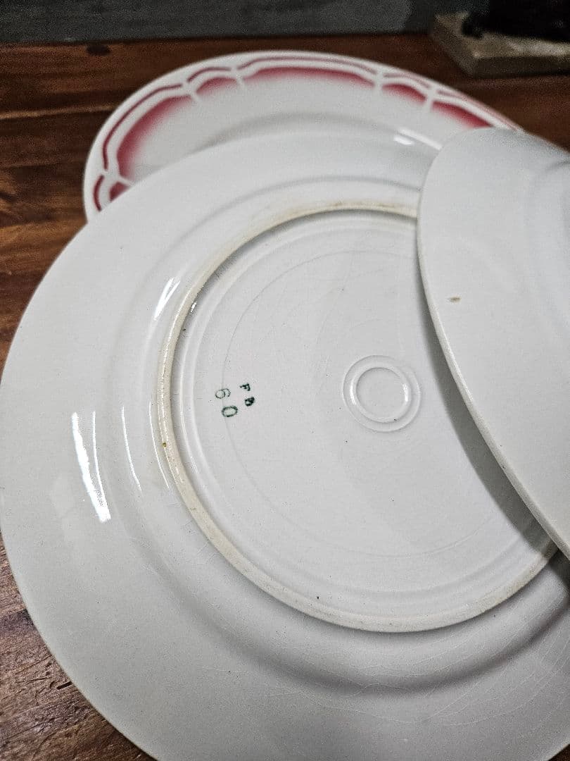 フランスアンティーク ステンシルプレート 6枚セット 平皿 花柄 バラ