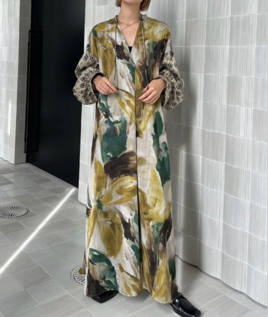 ワンピース Ameri WATERCOLOR PAINT FLORAL DRESS