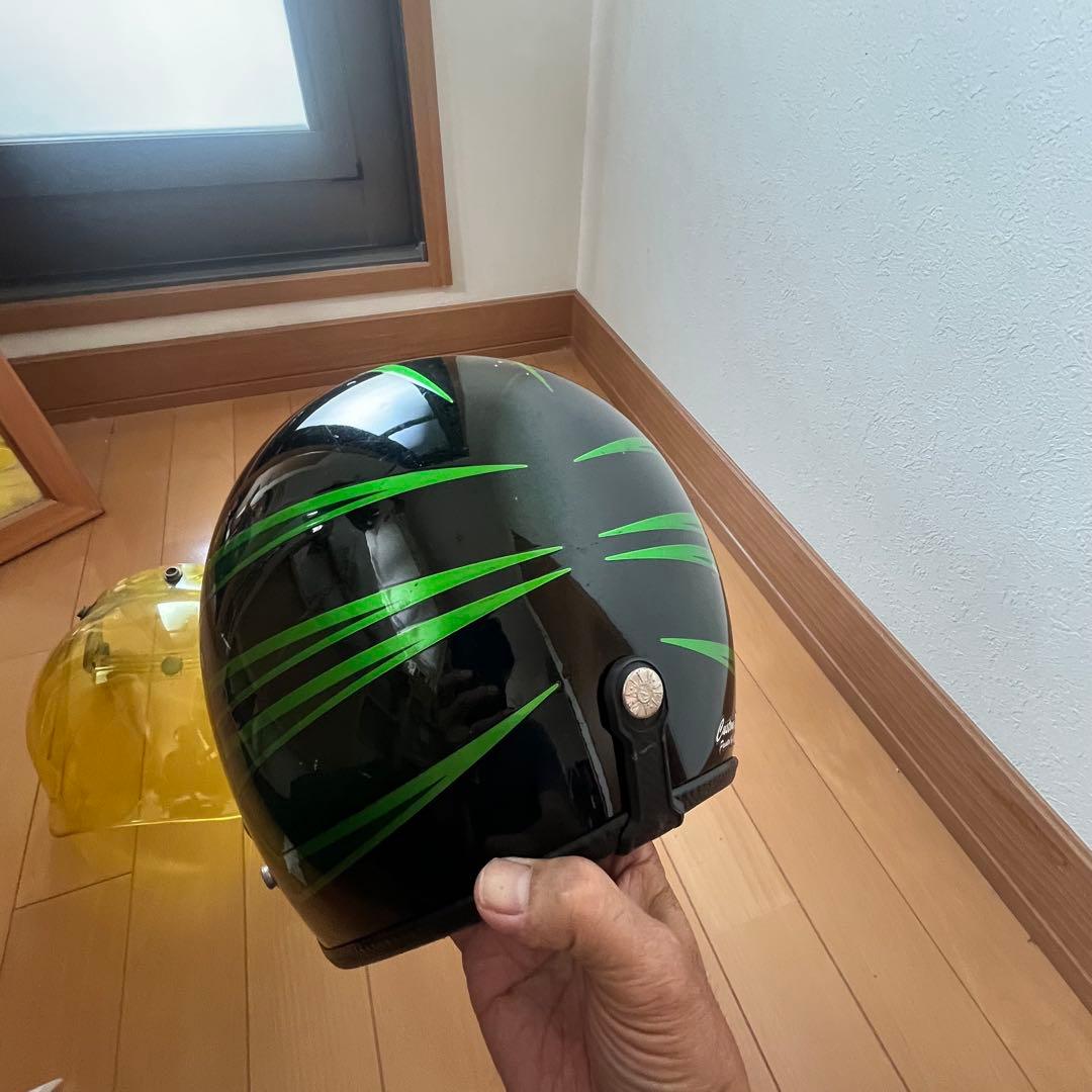 グラフィック　ヘルメット　フリーサイズ　バブルシールド付き　ビンテージ