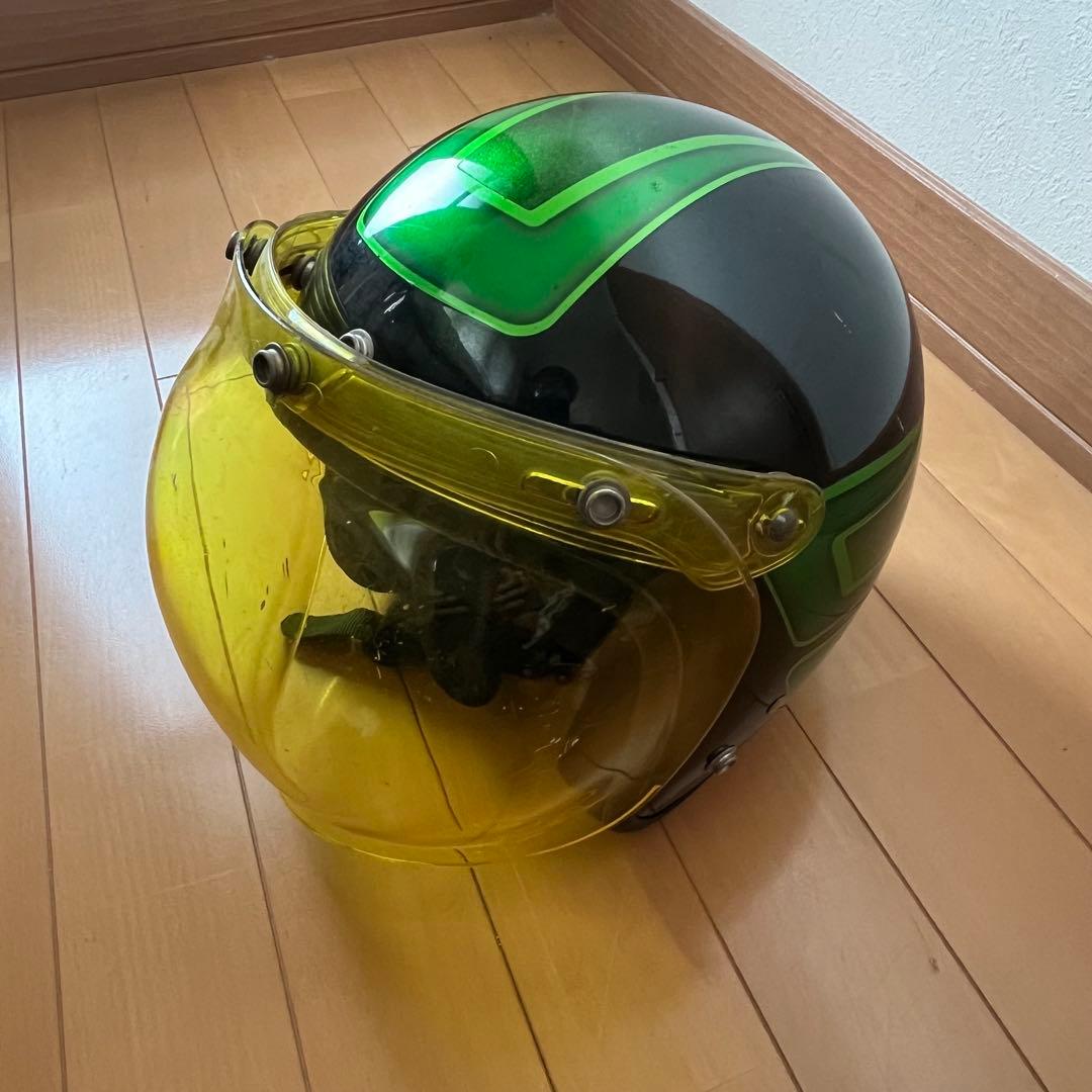 グラフィック　ヘルメット　フリーサイズ　バブルシールド付き　ビンテージ