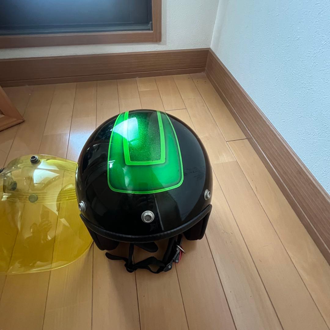 グラフィック　ヘルメット　フリーサイズ　バブルシールド付き　ビンテージ