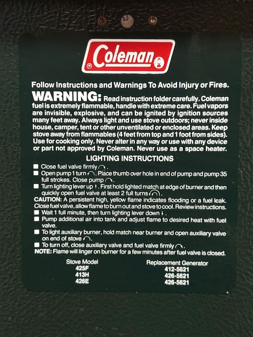 Coleman Model 425F ツーバーナーコンロ