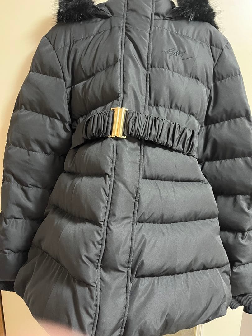 EATME フェイクファーフードレディダウンコート ブラック