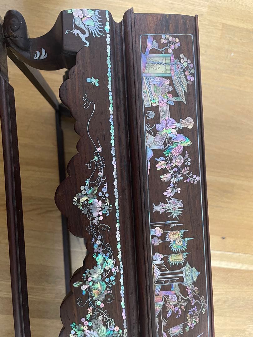 唐物　中国美術　時代　螺鈿象嵌　細工象嵌　螺鈿テーブル　華道具　香道具　古美術