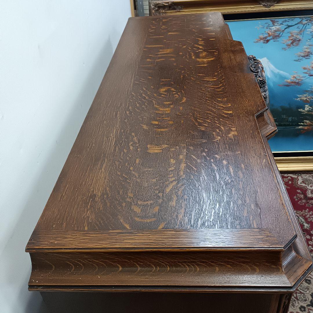 キャビネット　アンティーク　猫脚　ガラス付き　外国製