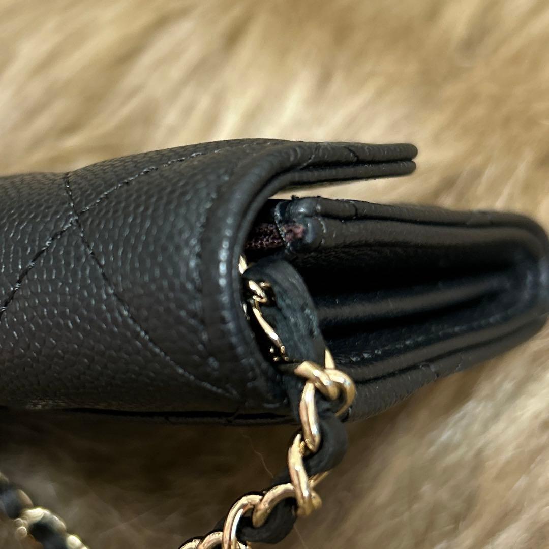 【CHANEL】マトラッセ チェーンウォレット キャビアスキン ミニ