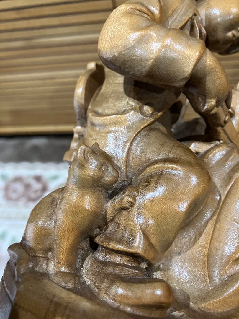 ヴィンテージ　木製オブジェ　旧東ドイツ製　仕立て屋さんと猫