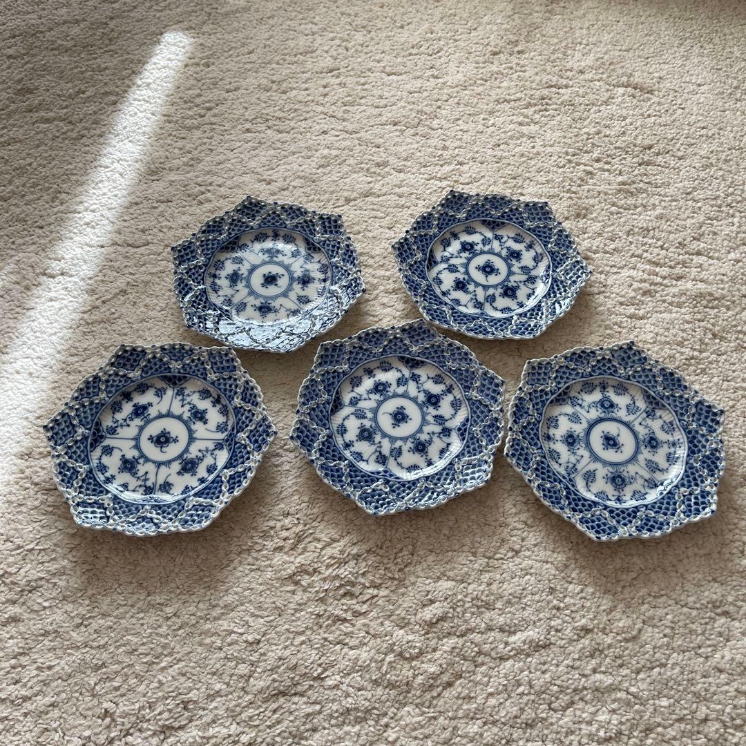   ダブルレース　ブルーフルーテッド　　5枚セット