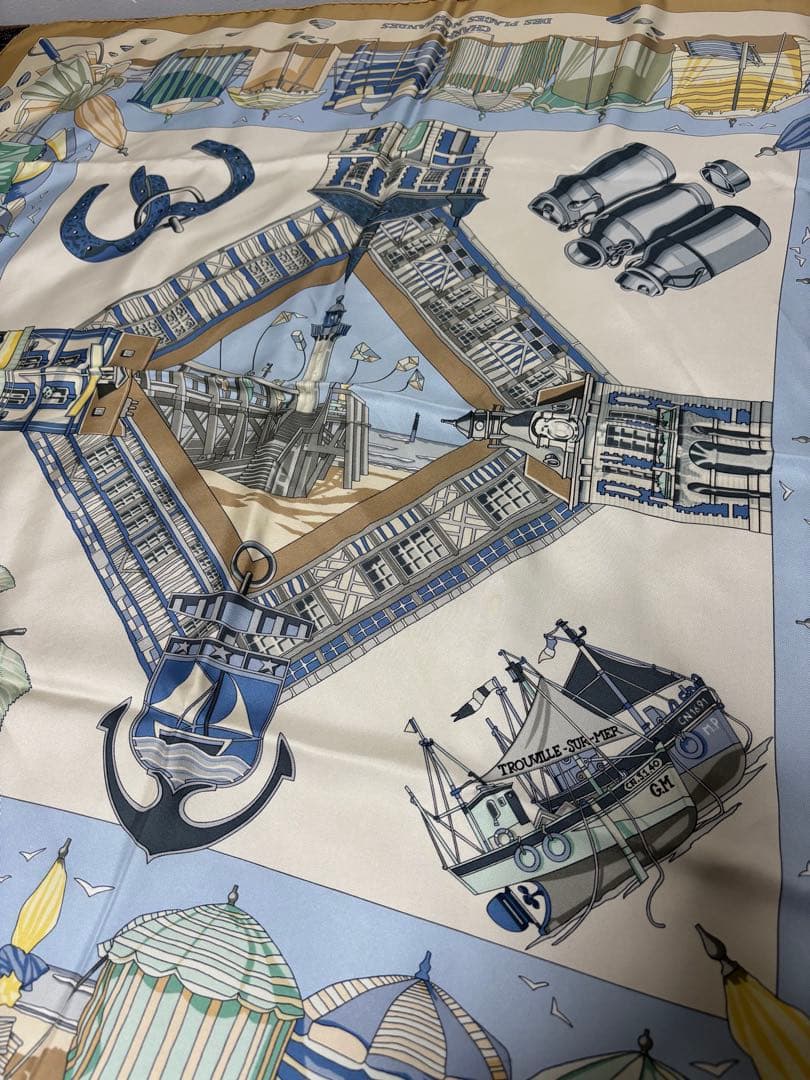 未使用　エルメス　スカーフ　カレ90　ノルマンディ海岸の魅力