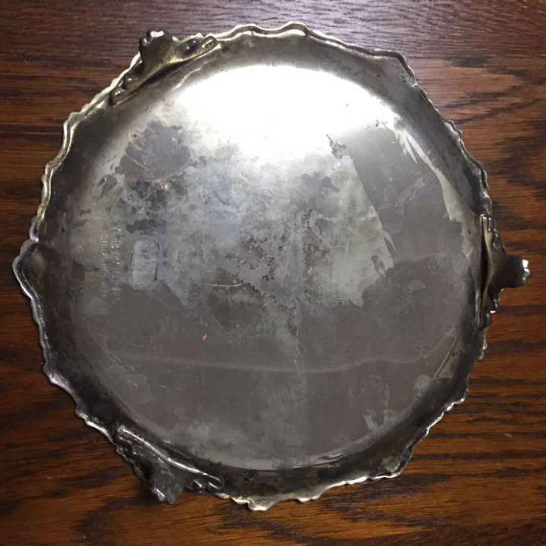 ＊訳あり イギリス アンティーク☆ガラスドームH25cmシルバープレート台座付き