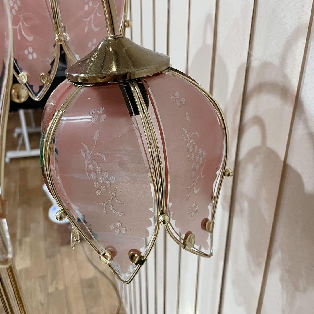 フロアスタンド　フラワー　花　蕾　ロココ調　フロアライト　ゴールド　ピンク　5灯