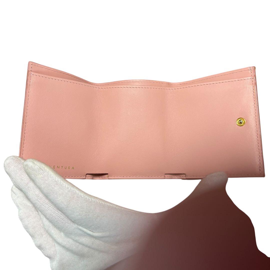 極美品　 ボナベンチュラ スモール ウォレット シュリンクレザー　ピンク
