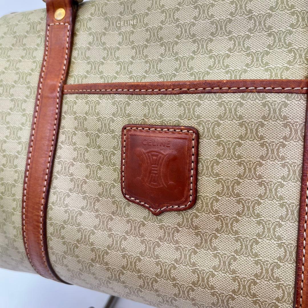 CELINE ハンドバッグ ボストン ホワイトマカダム柄 トリオンフ PVC