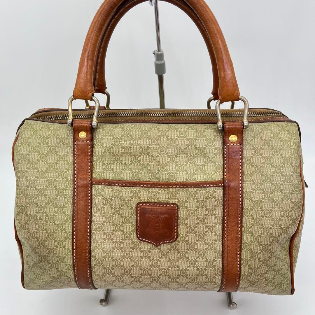 CELINE ハンドバッグ ボストン ホワイトマカダム柄 トリオンフ PVC