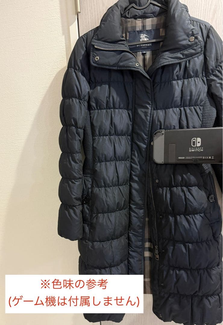 バーバリーダウンコート 38 チェック柄ベルト付き BURBERRY レディース