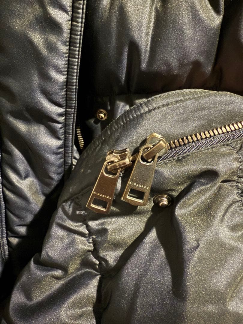 バーバリーダウンコート 38 チェック柄ベルト付き BURBERRY レディース