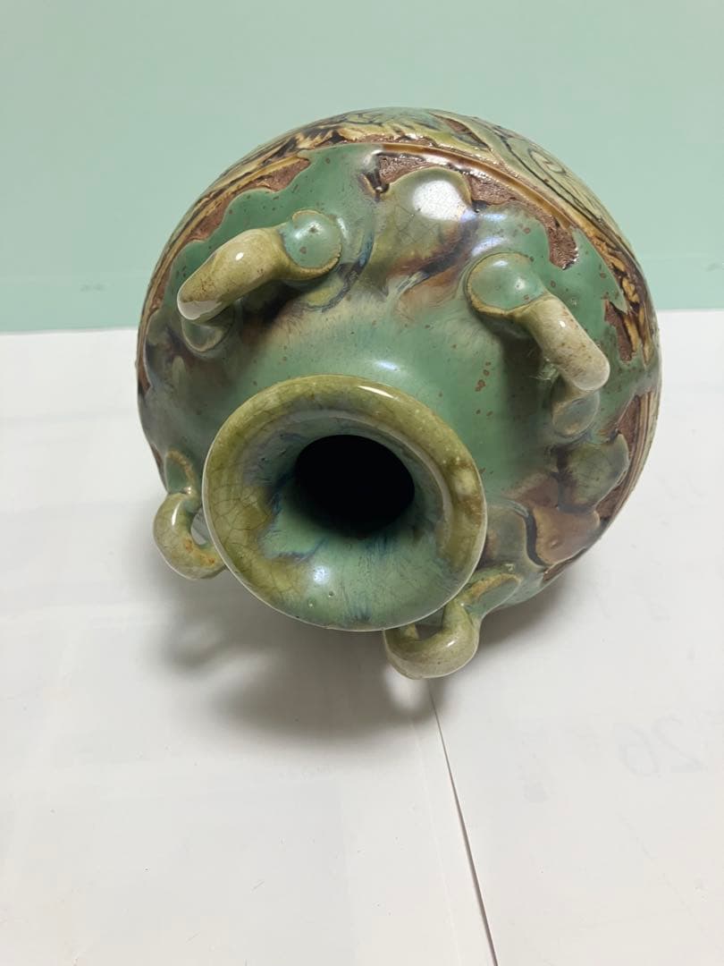 琉球　沖縄　壺屋焼【故】島袋常明作　エジプト紋壺　ヤチムン　やちむん　希少　レア