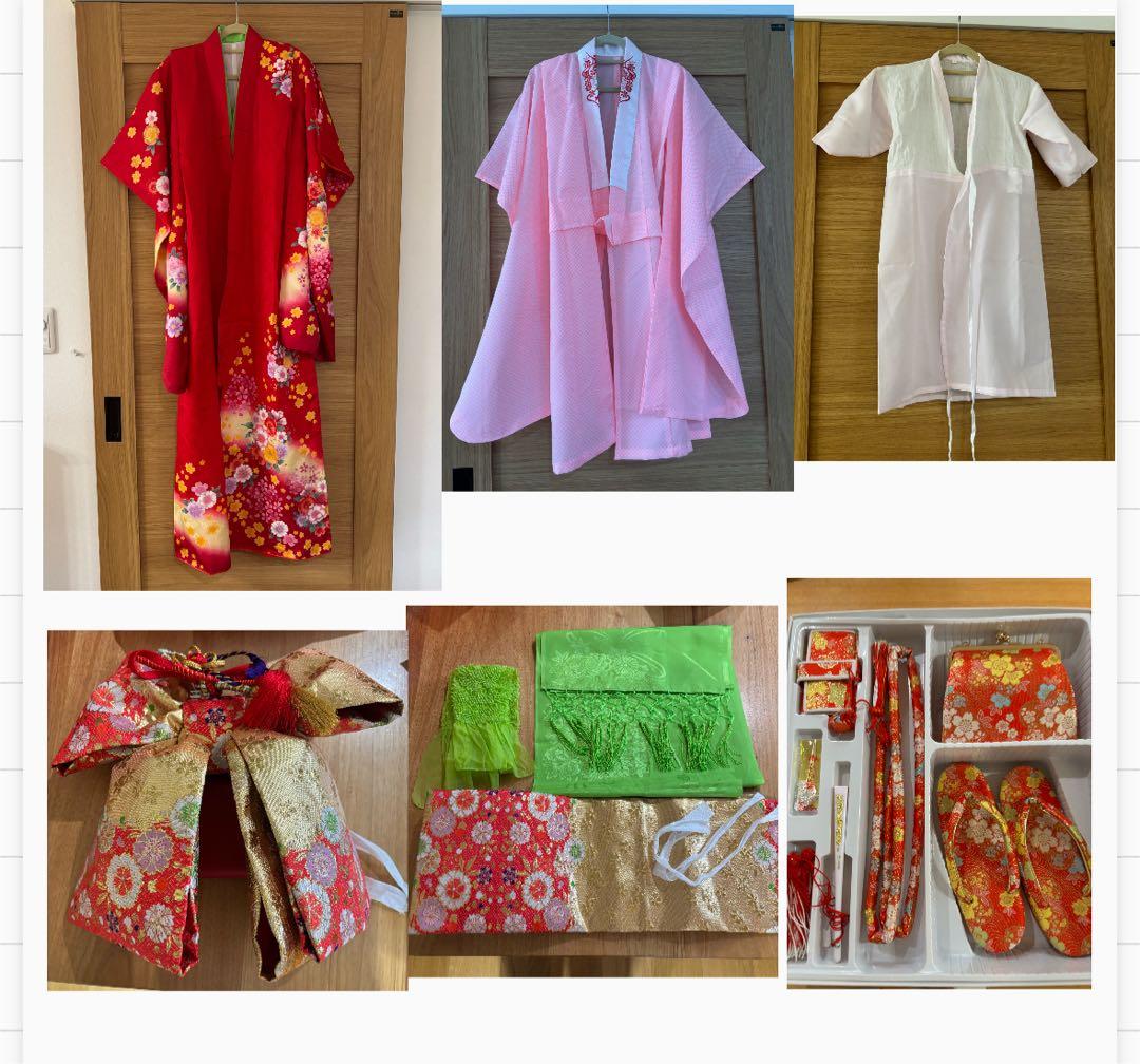 七五三　フルセット　7歳　着物　帯　小物セット　草履　バック 長襦袢付き