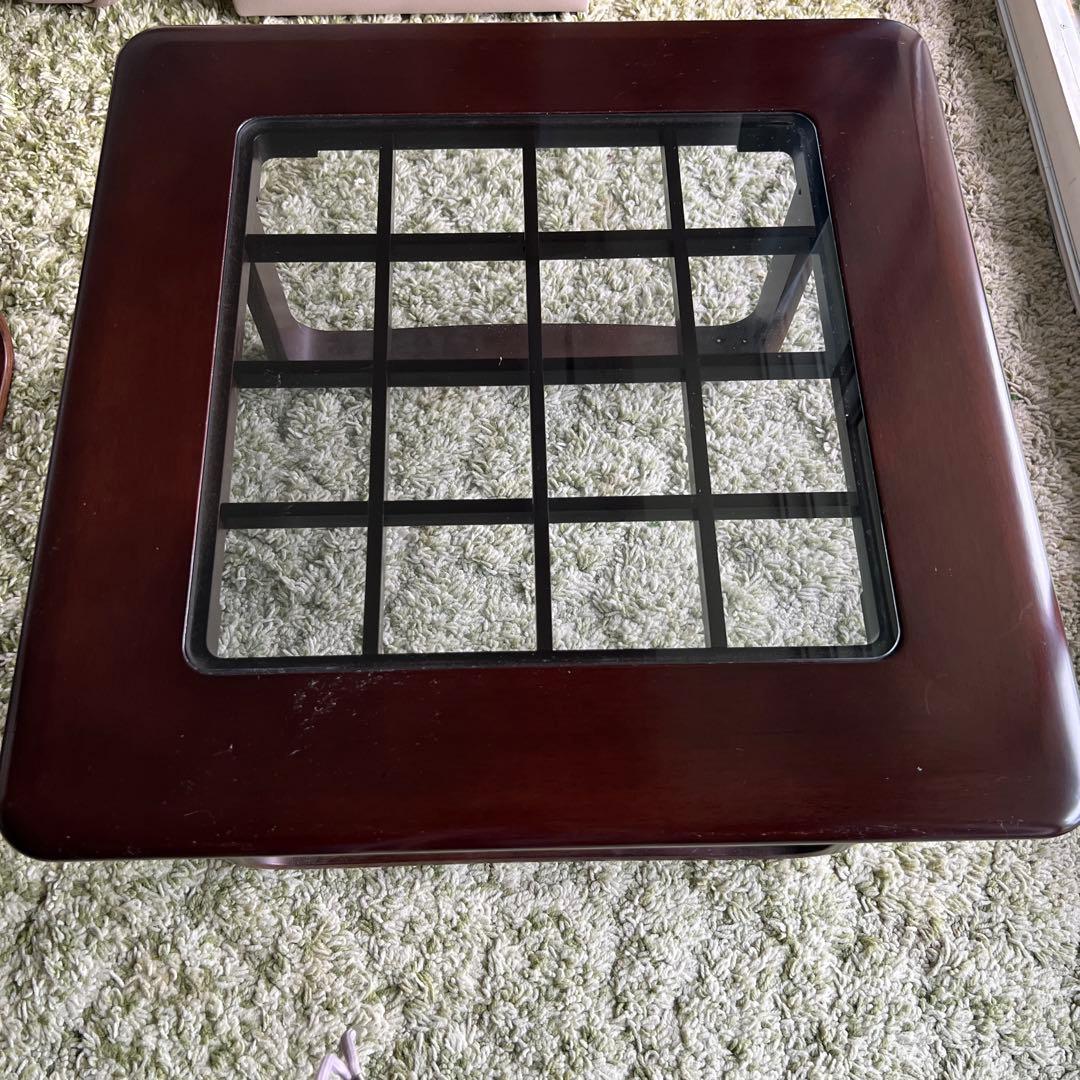 ダークブラウン、ガラステーブル美品