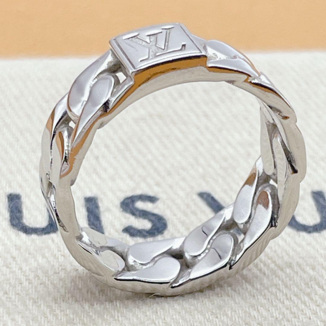 専用LOUIS VUITTON リング　チェーン　モザイク　LV シルバー