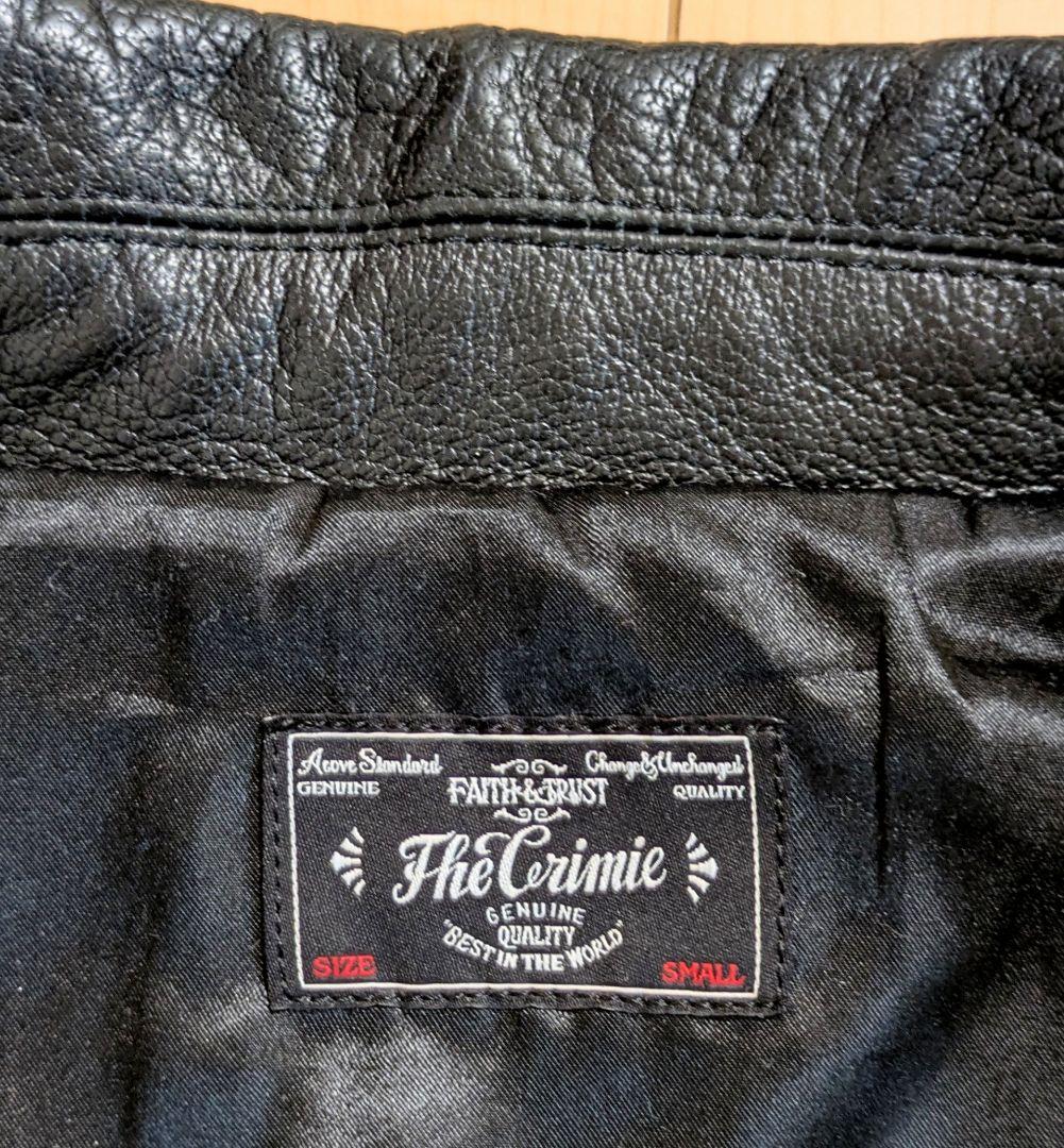 S 良品 THE CRIMIE ライダースジャケット ワッペン ブラック 黒