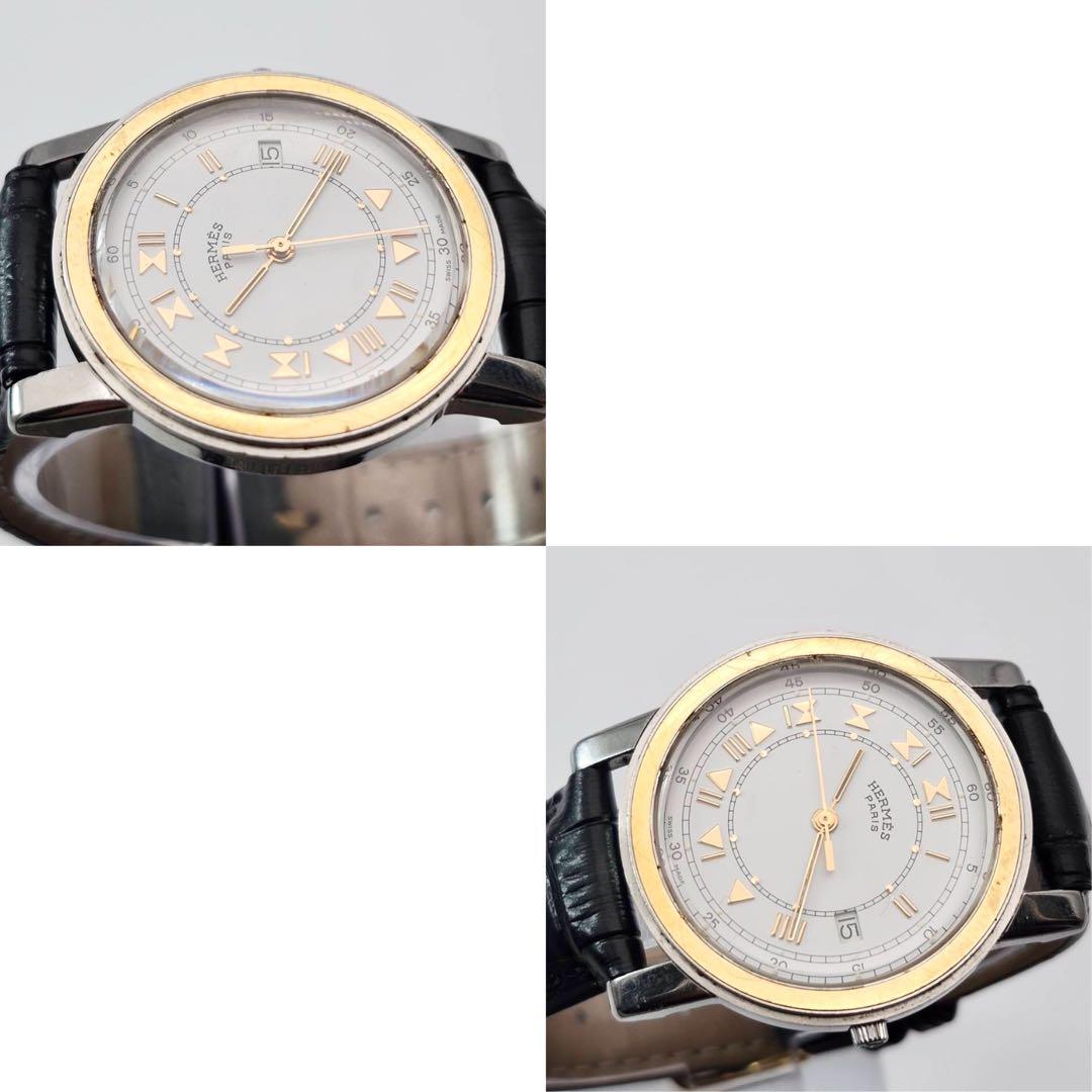 新品ベルト✨　エルメス キャリック 時計 腕時計 ボーイズ レザー　クォーツ