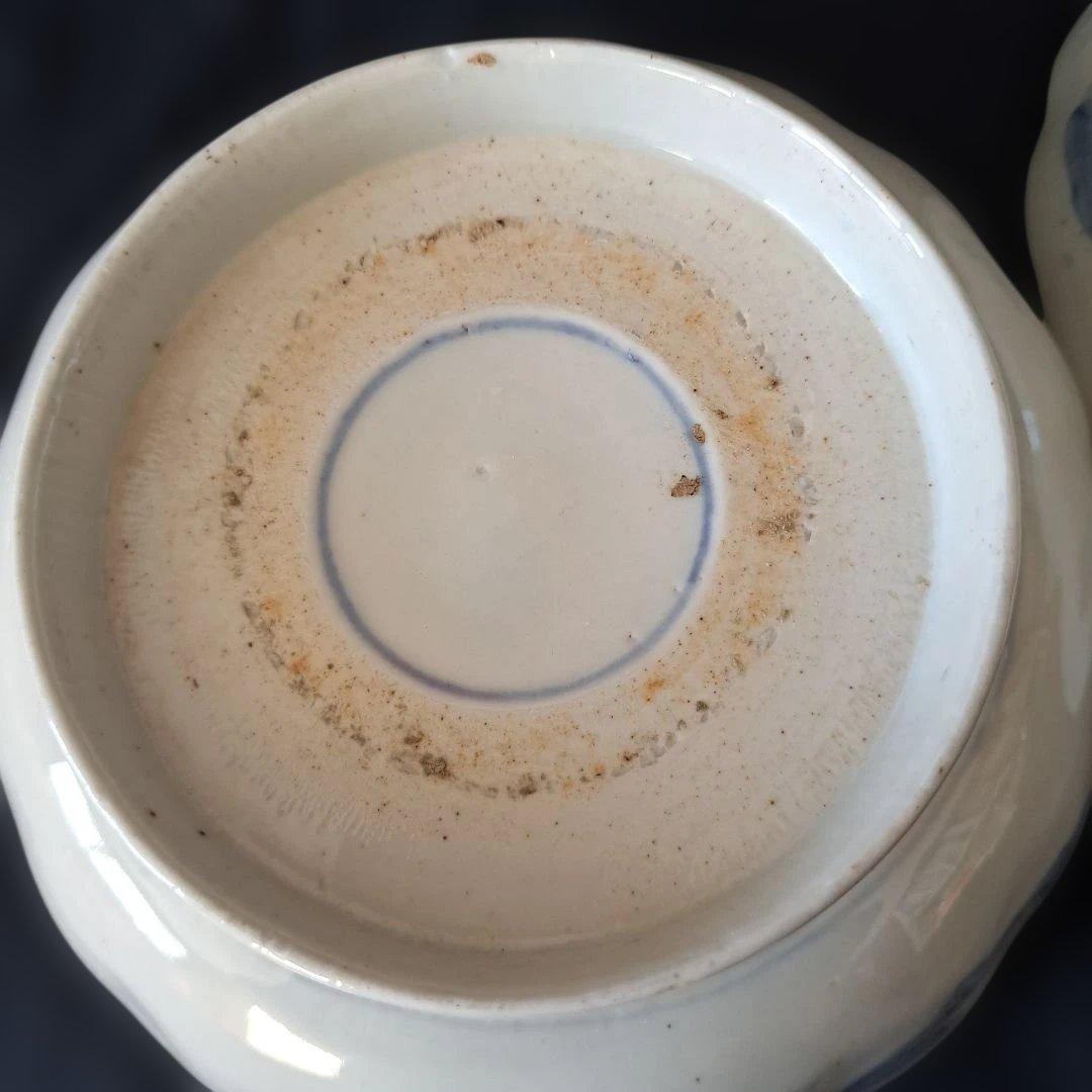 「麒麟と金彩うさぎが おしゃれ！」 古伊万里皿(直径17cm) 2客セット 骨董