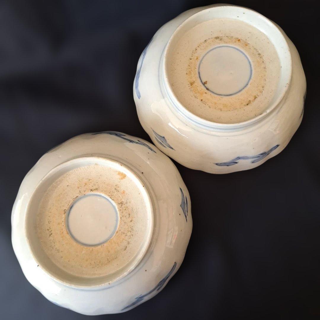 「麒麟と金彩うさぎが おしゃれ！」 古伊万里皿(直径17cm) 2客セット 骨董