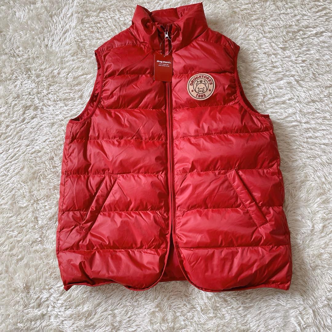 タグ付き drug store's ライトダウンベスト ブタ L レッド