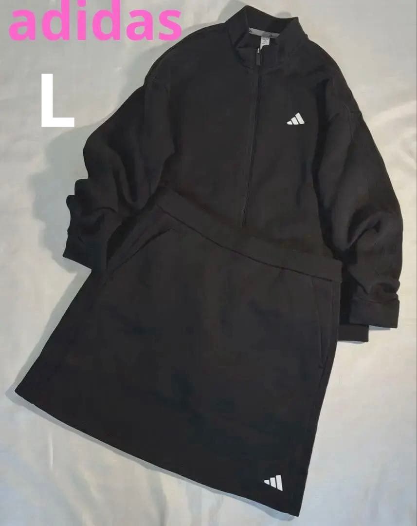 未使用adidasゴルフ　 ブラック3ライン入り　スウェット裏起毛