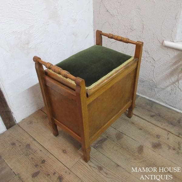 イギリス アンティーク 家具 スツール ピアノスツール 収納 英国 4732e