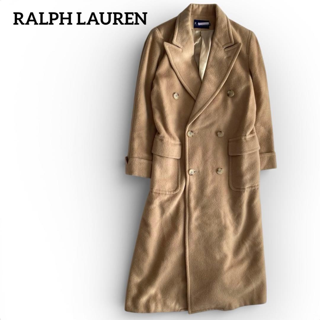ラルフローレン ウール混 ダブル ロングコート 9号 ブラウン きれいめ 上質