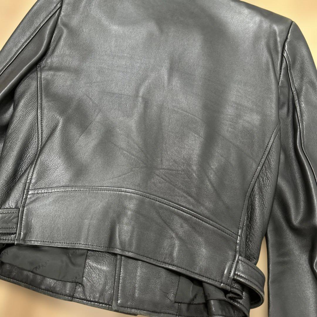 ジョンローレンスサリバン ダブルライダースジャケット ラムレザー 黒 34