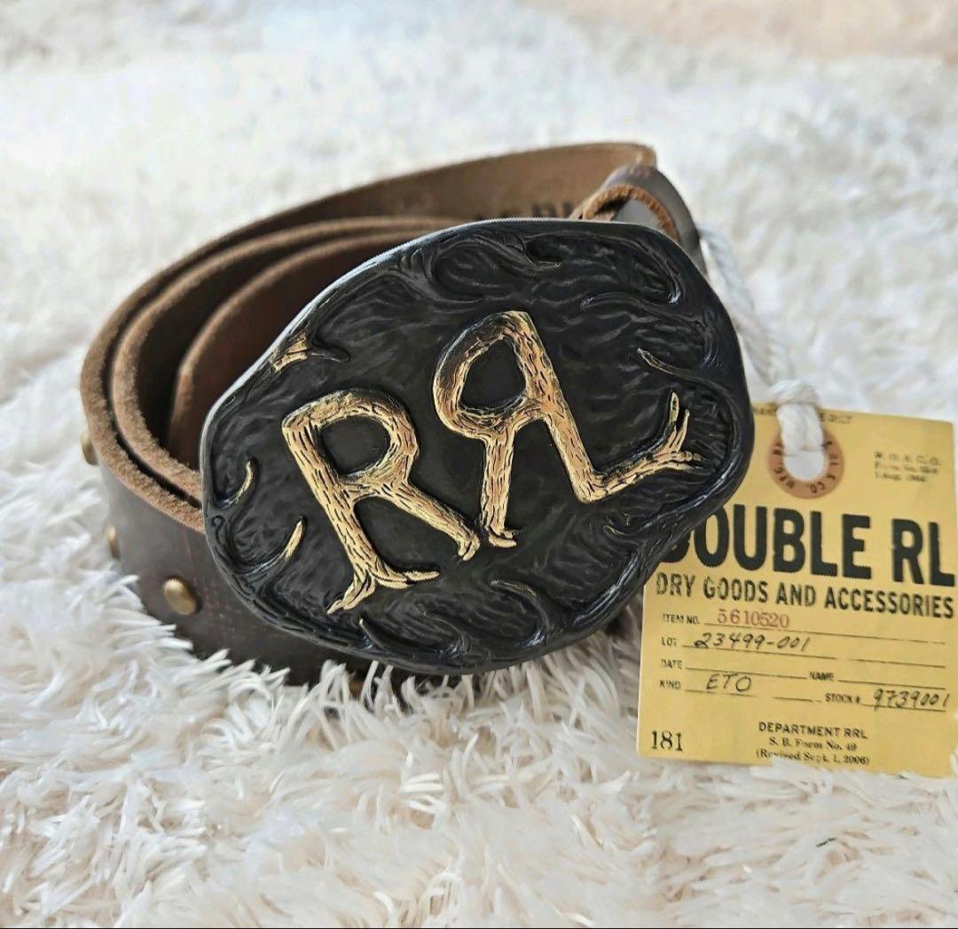 【新品】DOUBLE RL RRL ラルフローレン ロゴ レザーベルト