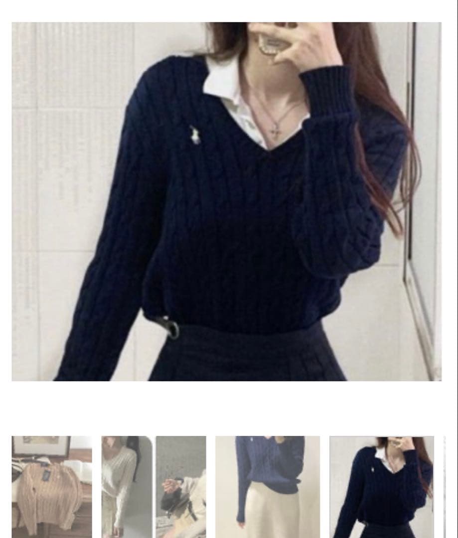 POLO RALPH LAUREN ネイビー Vネックニット