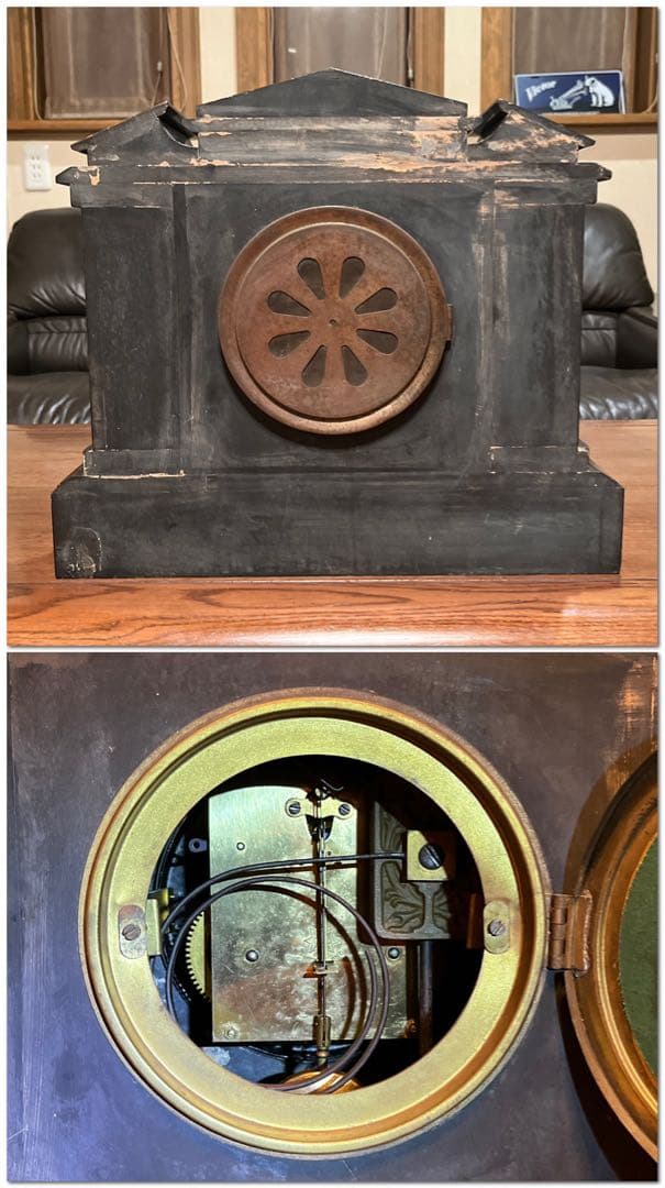 ♬ 新品ゼンマイ２個交換済 ドイツ製 ユンハンス 大理石 置時計 OH済