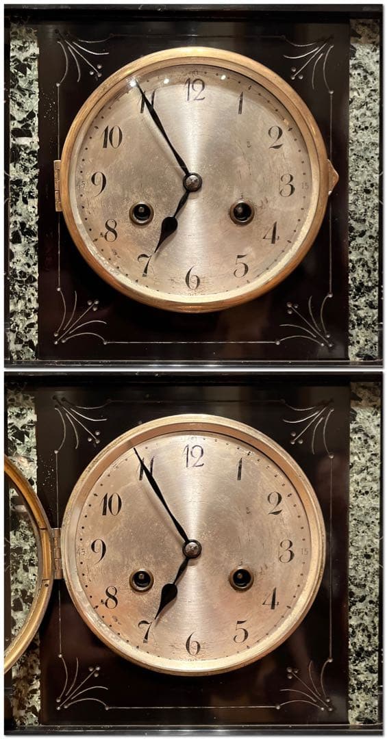 ♬ 新品ゼンマイ２個交換済 ドイツ製 ユンハンス 大理石 置時計 OH済