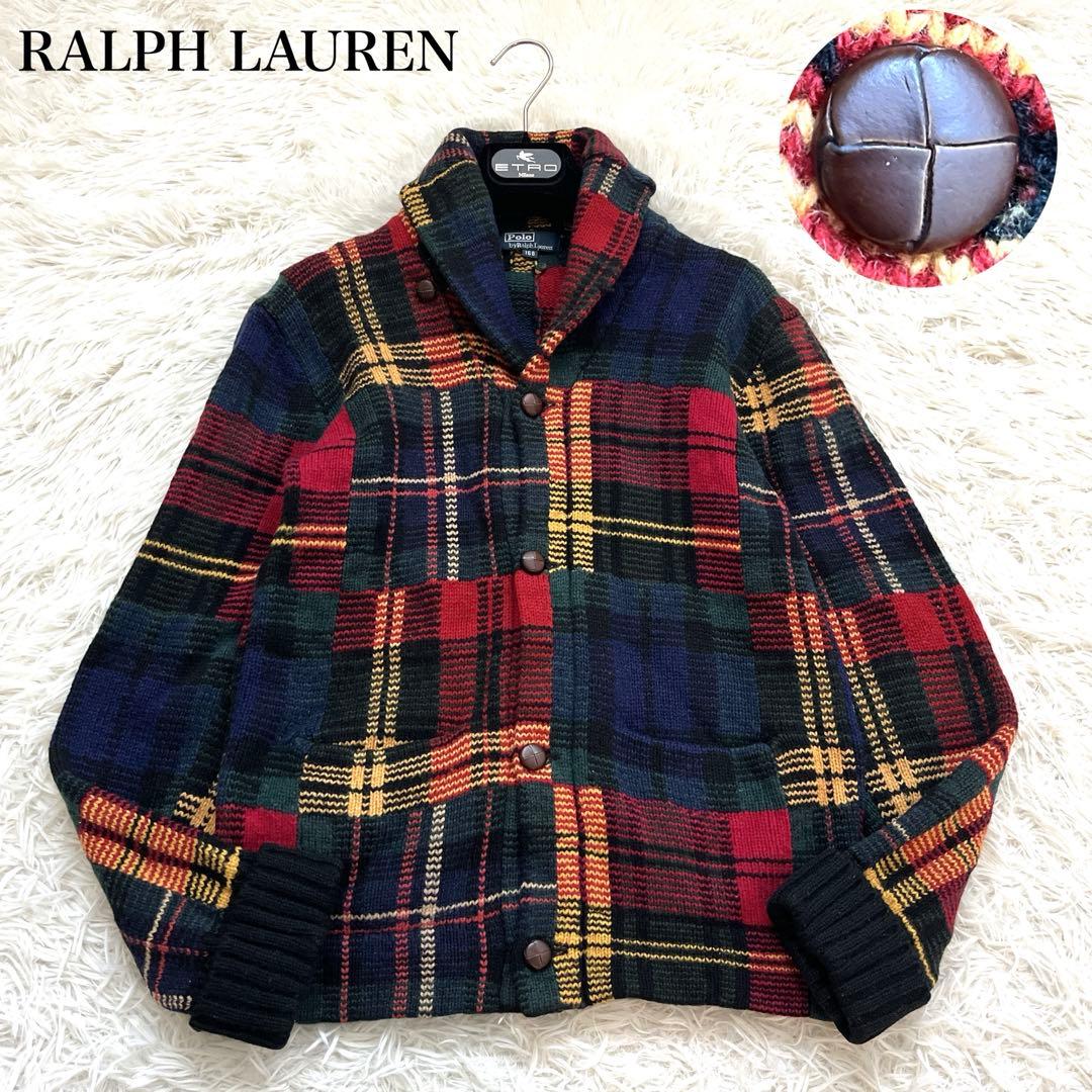 入手困難✨ラルフローレン　カーディガン　パッチワーク　くるみボタン　マルチカラー